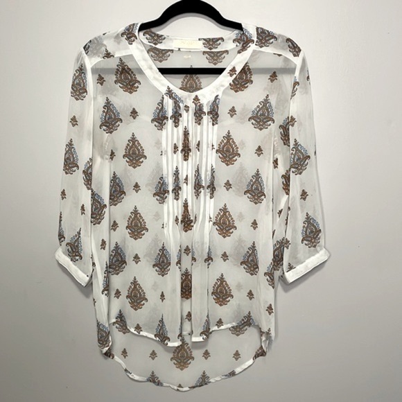 VIV L’EROÁ sheer 3/4 length sleeves top - Picture 1 of 7